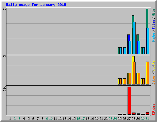 Daily usage for January 2010