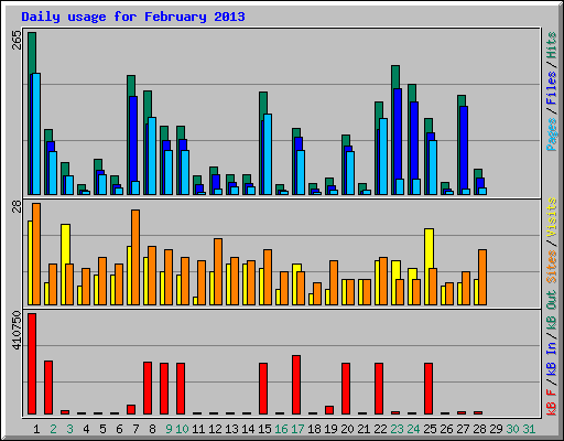 Daily usage for February 2013