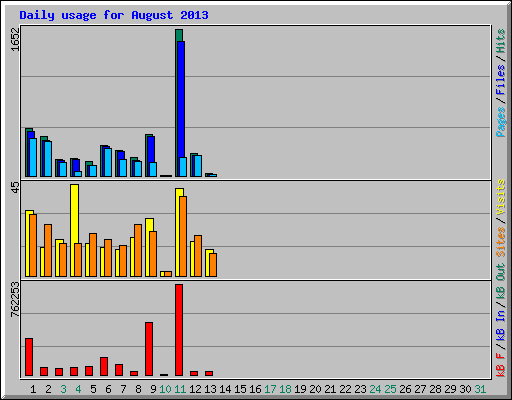 Daily usage for August 2013